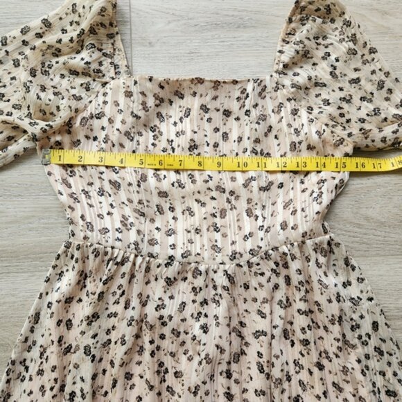 Altar'd State Dress Womens Small Floral Tan Cream Long Sleeves Bohemian - Picture 14 of 14